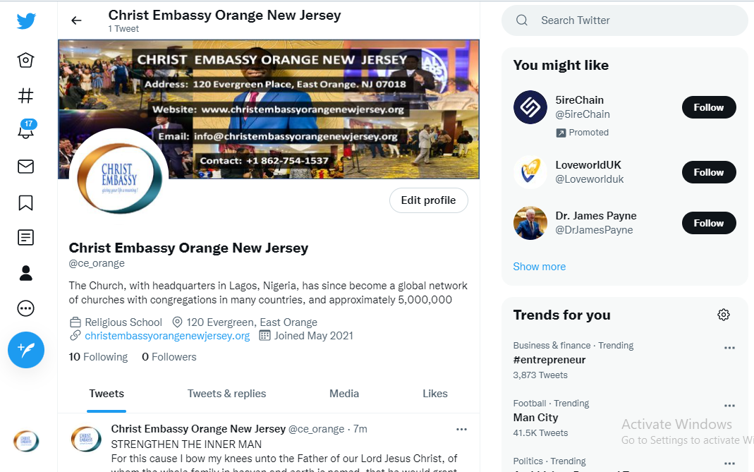 Love World Program Christ Embassy Orange New Jersey 